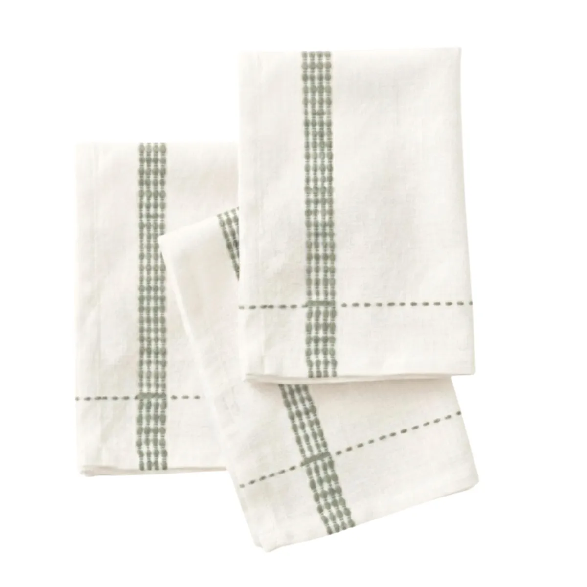 Set di 3 asciugamani in cotone (40 x 40 cm) Lana Verde rosmarino