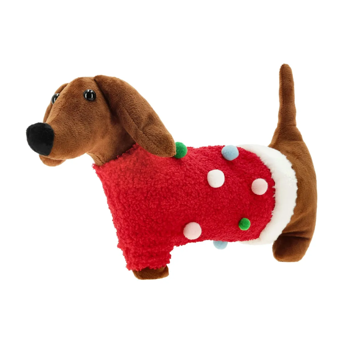 Cuscino di Natale (H28 cm) Cane bassotto Martin Rosso e marrone