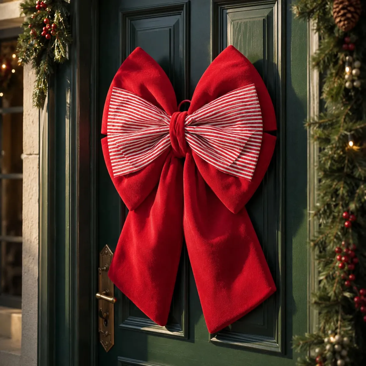 Fiocco gigante per addobbi natalizi (H72 cm) Candy Christmas Rosso e bianco
