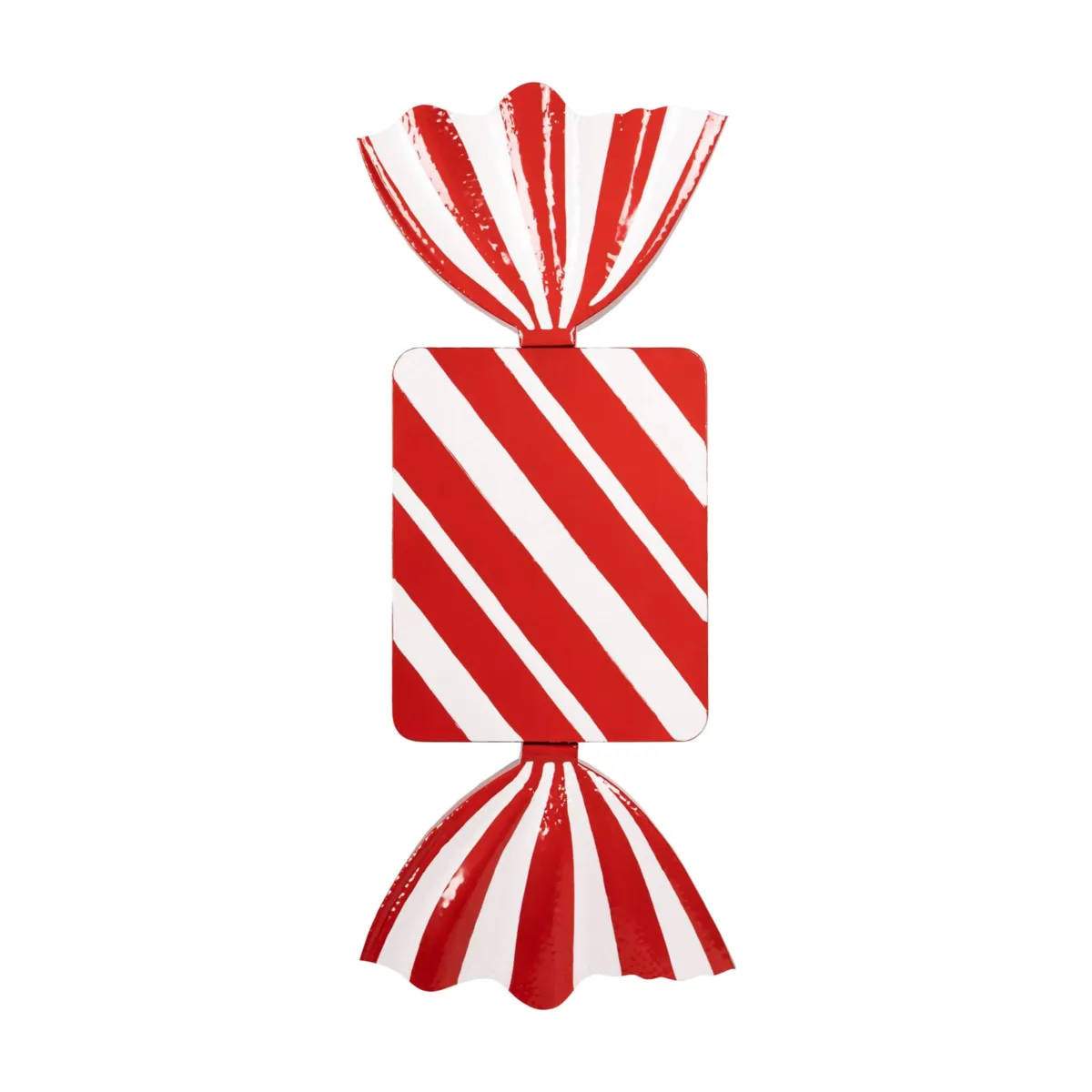 Caramella decorativa gigante in metallo (H134 cm) Natale goloso Rosso e bianco