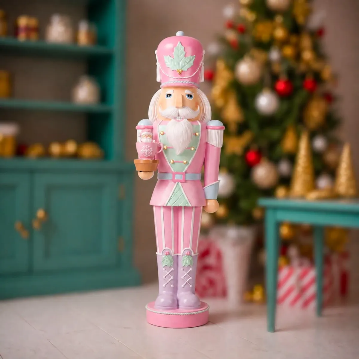 Soldato Schiaccianoci luminoso (H121 cm) Gustave Tea time Rosa