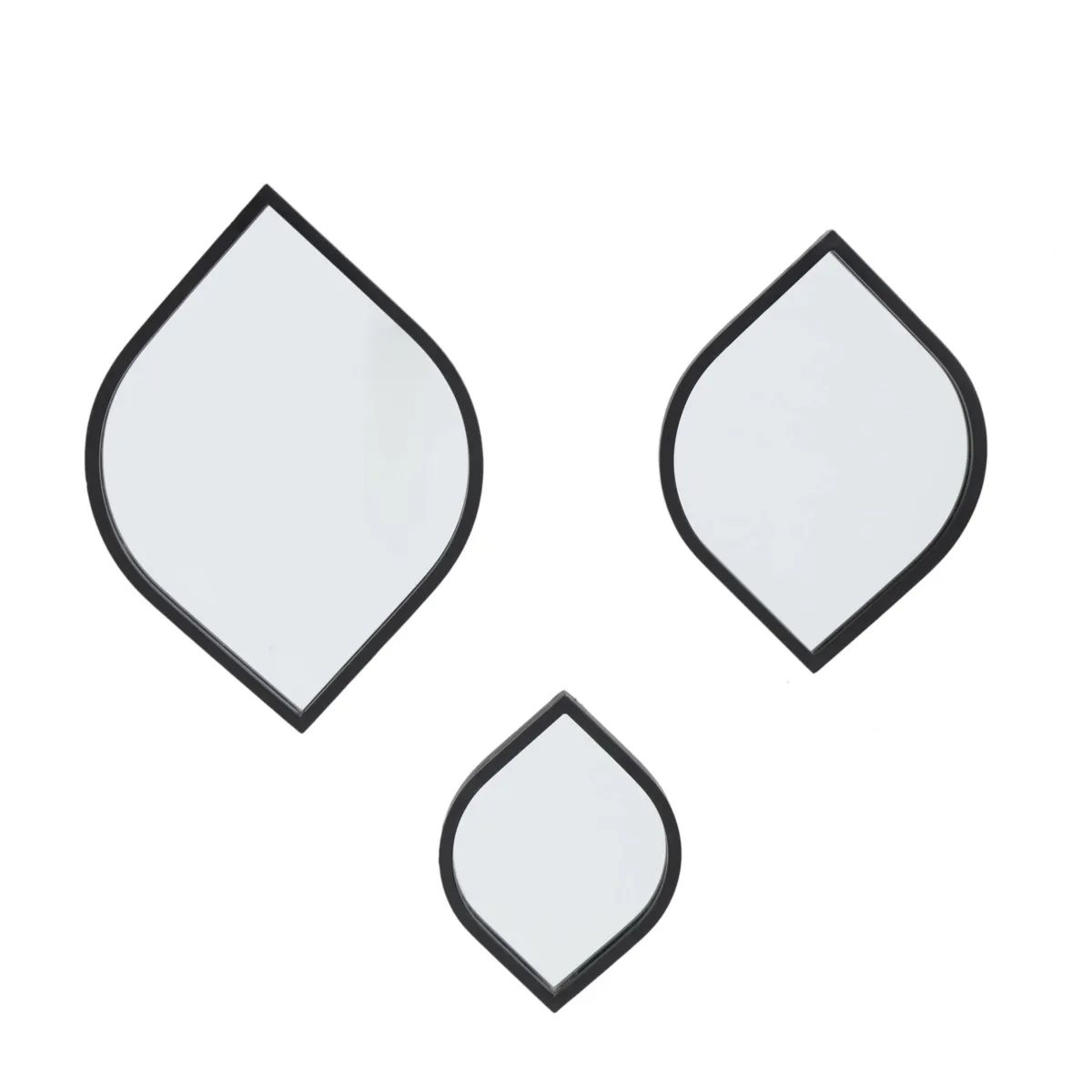 Set di 3 specchi da parete in metallo (H39 cm) Enzo Nero