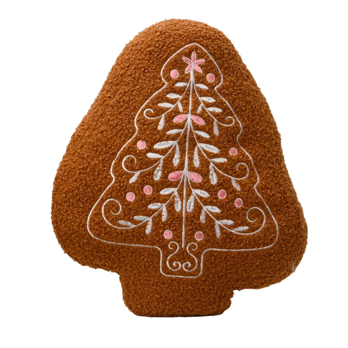 Cuscino di Natale quadrato effetto mousse (38 x 38 cm) Albero ricamato Cioccolato