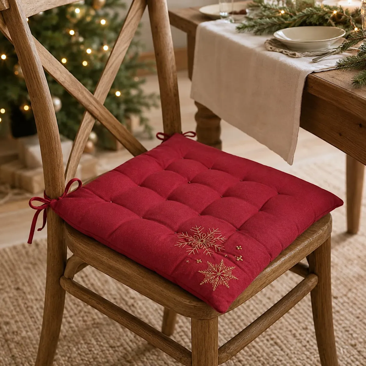 Cuscino per sedia in cotone (38 x 38 cm) Clark Rosso