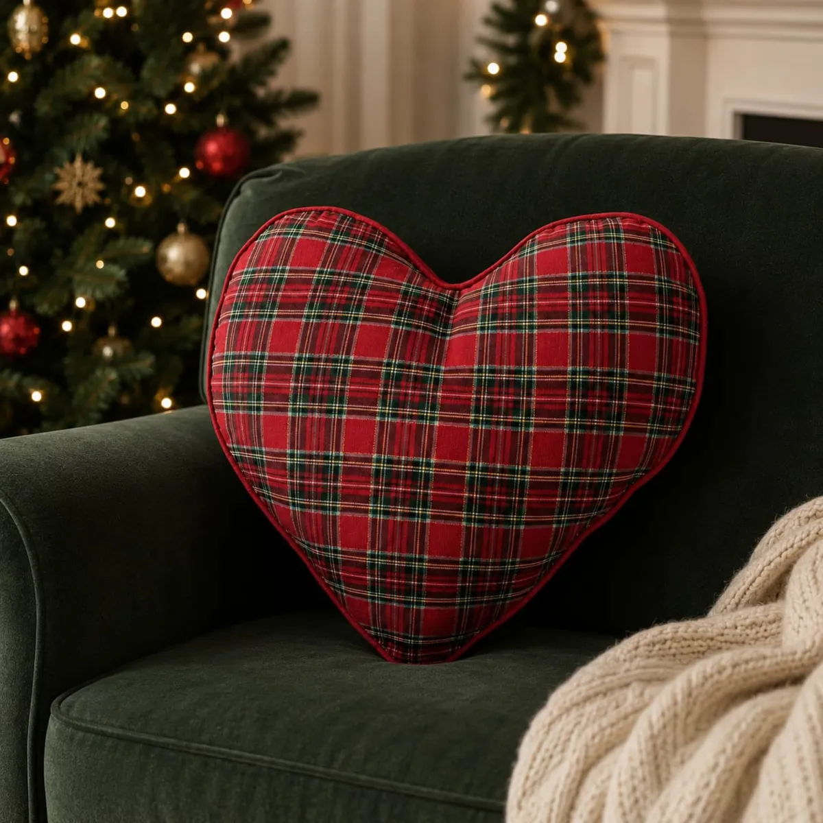 Cuscino di Natale a forma di cuore in cotone (40 x 40 cm) Clark Multicolore