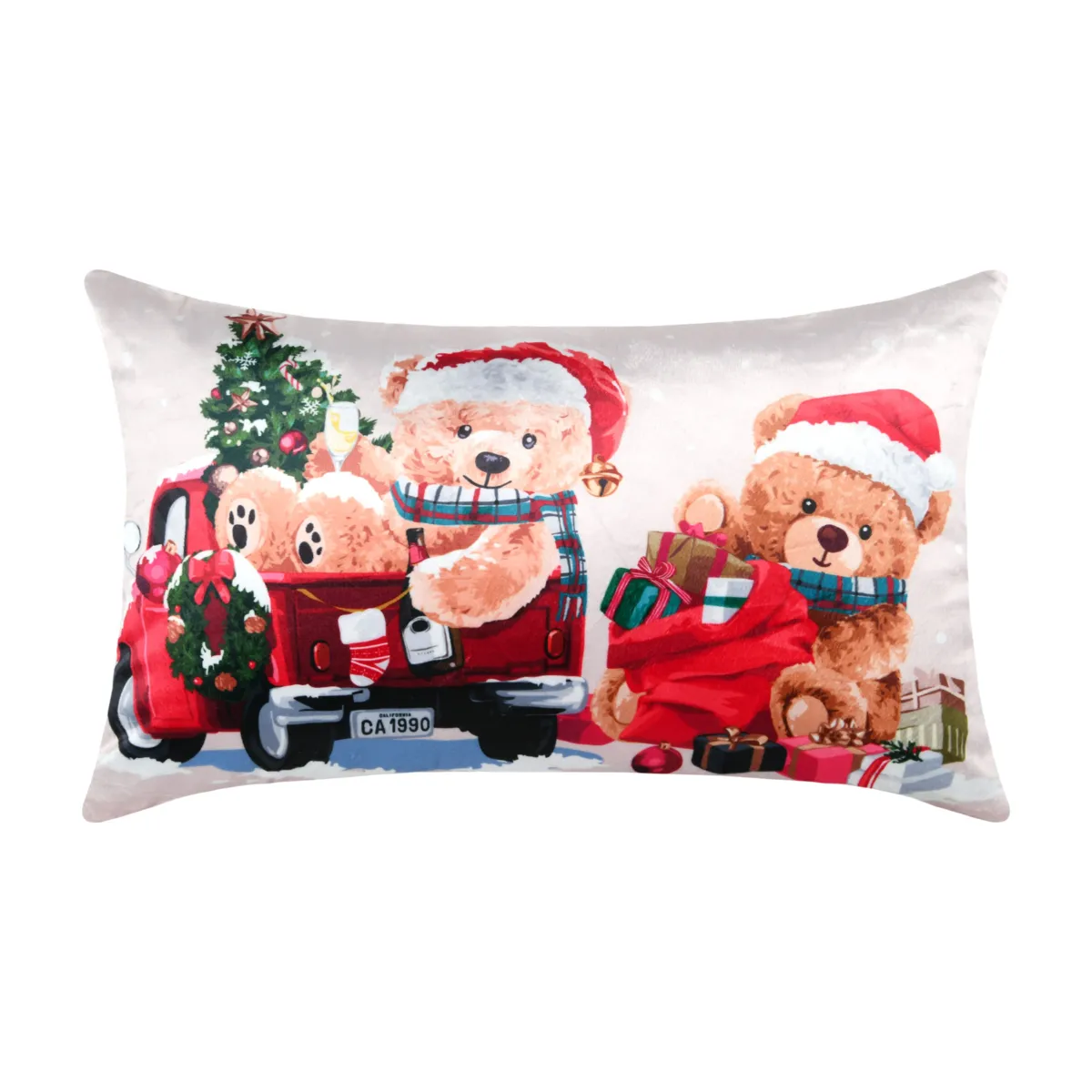 Cuscino natalizio rettangolare (30 x 50 cm) Orsetto Multicolore