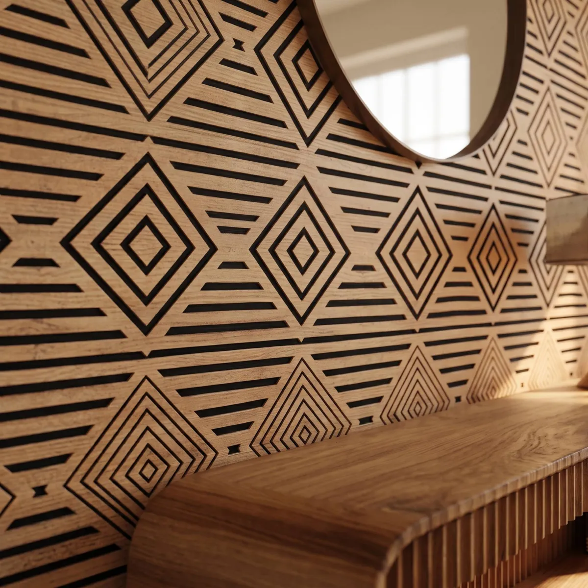 Set di 4 pannelli murali in legno (60 cm) Lior Naturale