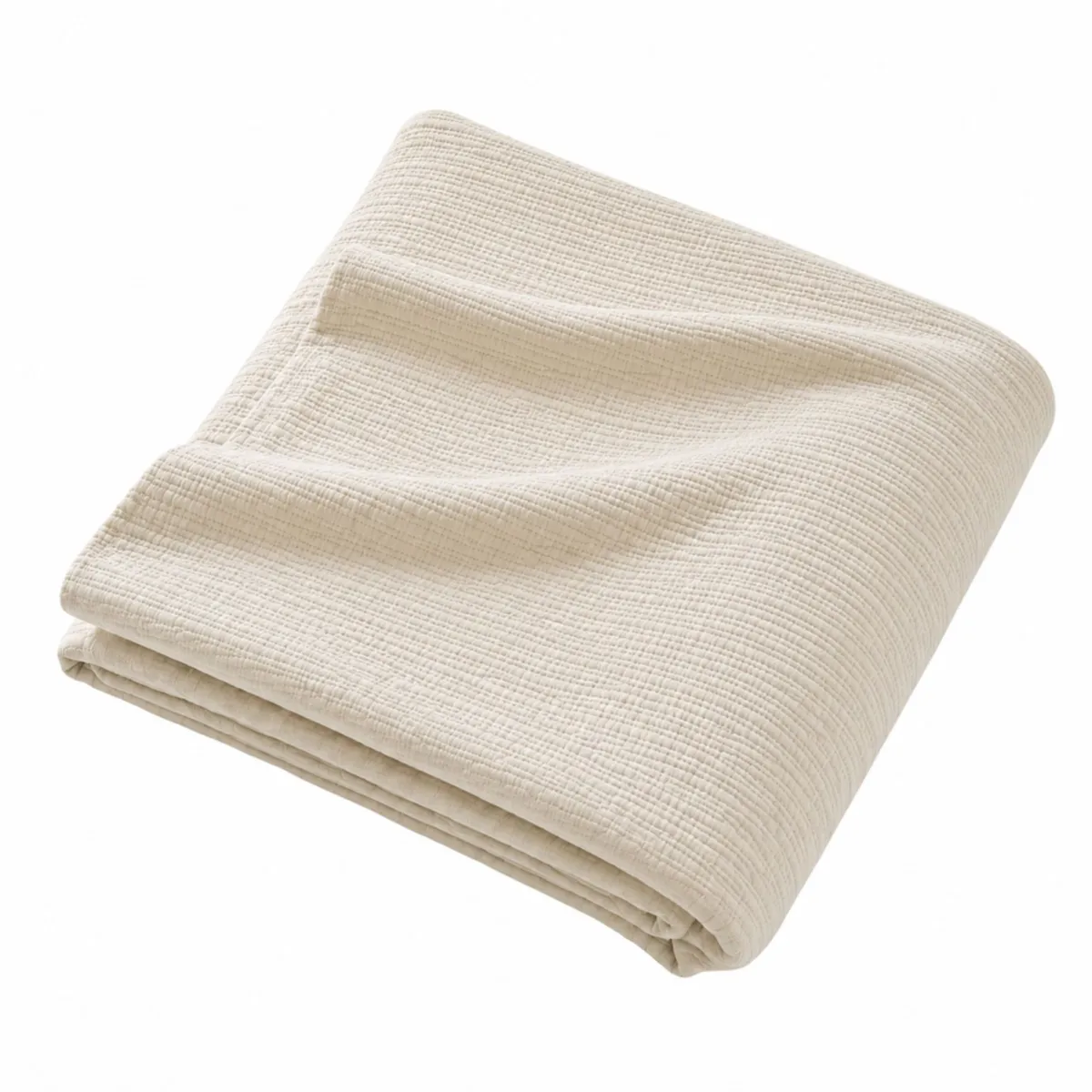 Copriletto in garza di cotone trapuntata (260 x 240 cm) Cléo Beige