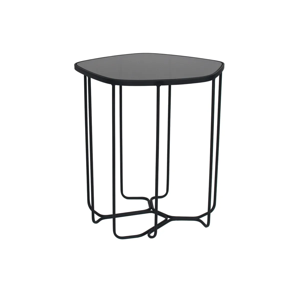 Tavolino d'appoggio rotondo in metallo (H50 cm) Cobe Nero