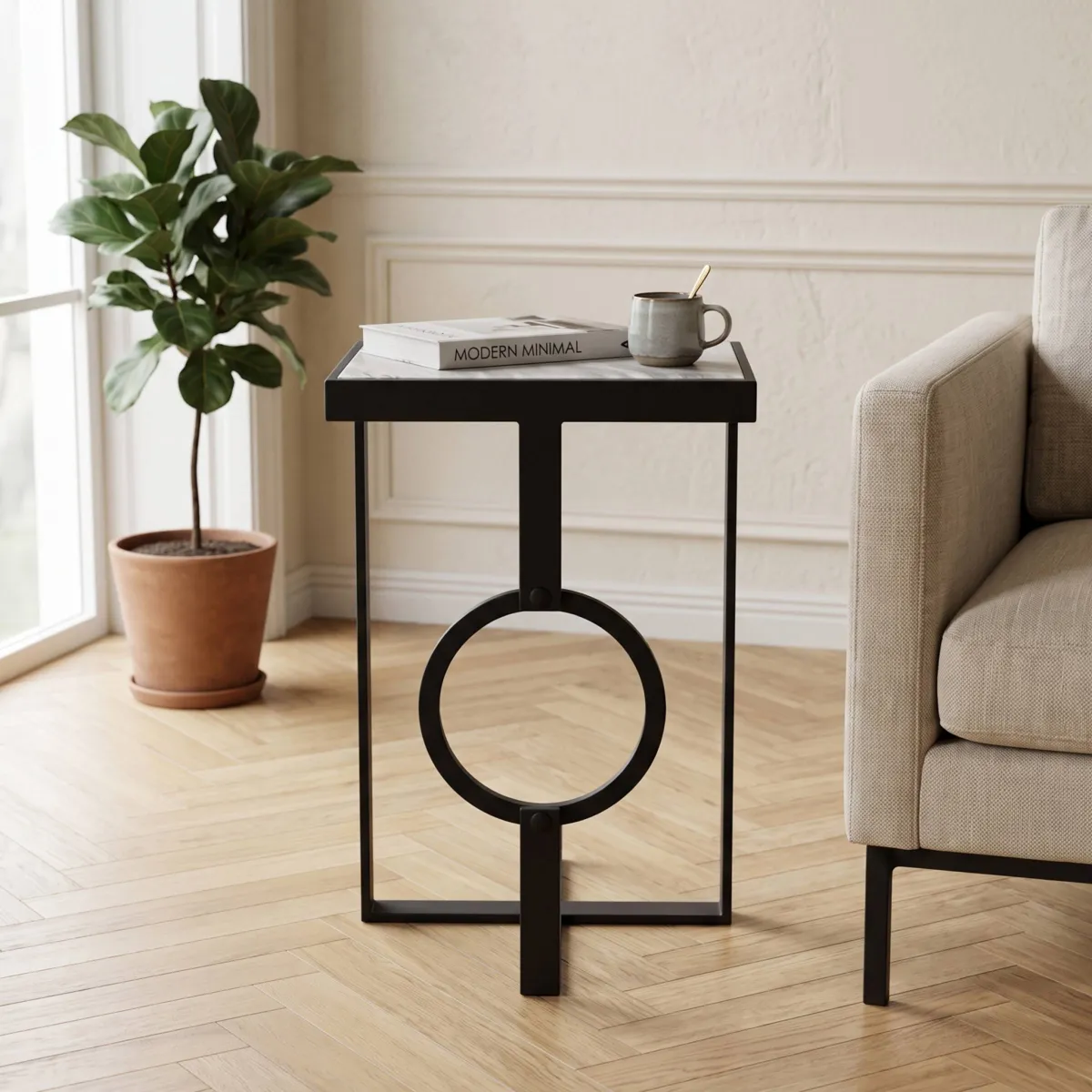 Tavolino in metallo (H64 cm) Manta Nero