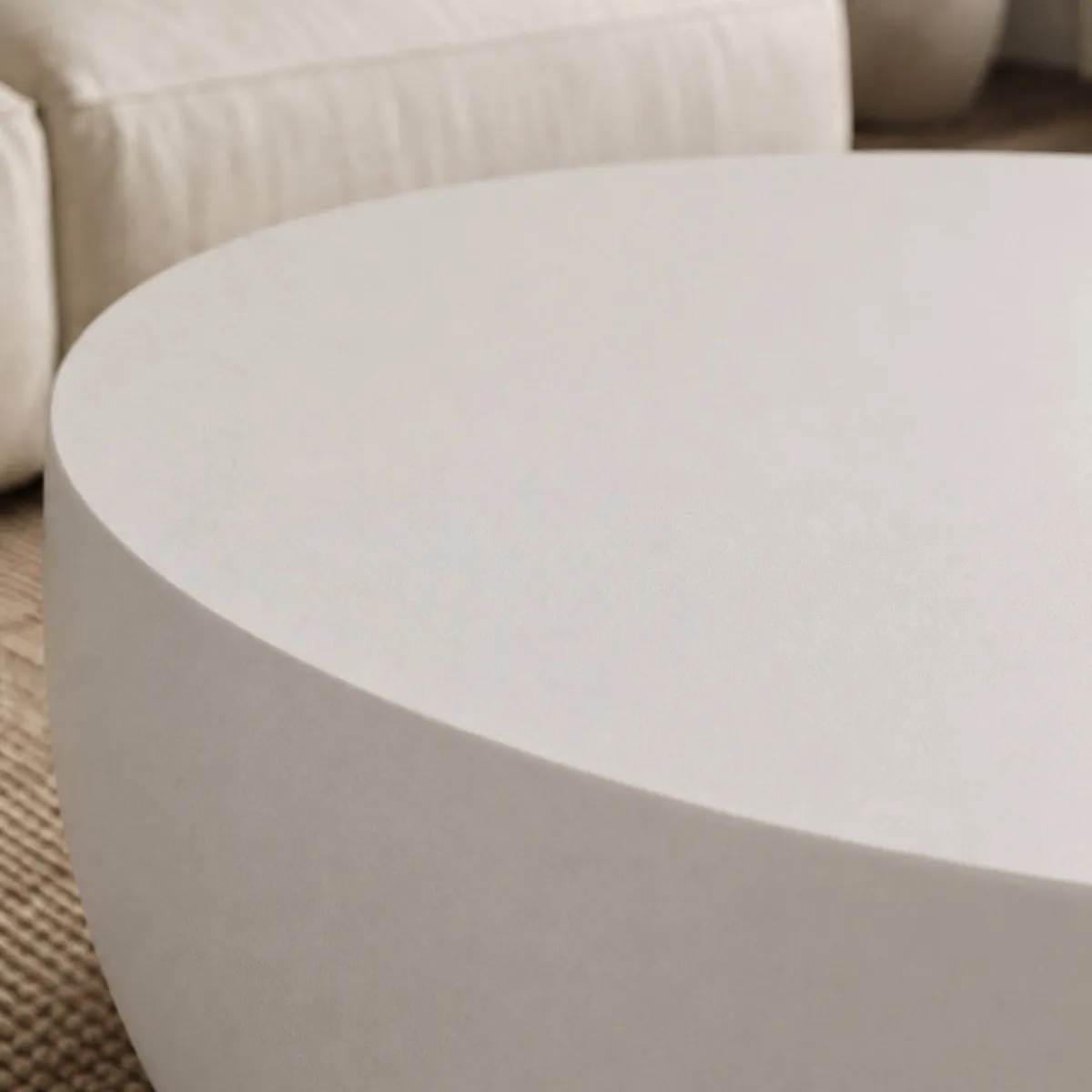 Tavolino rotondo in magnesio ossidato (H25 cm) Eclat Bianco