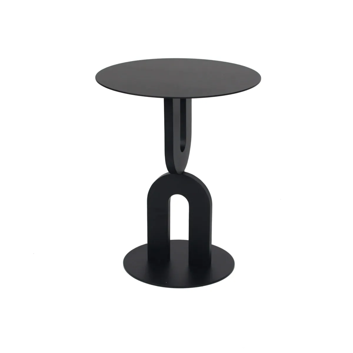 Tavolino rotondo in metallo (H45cm) Zelya Nero