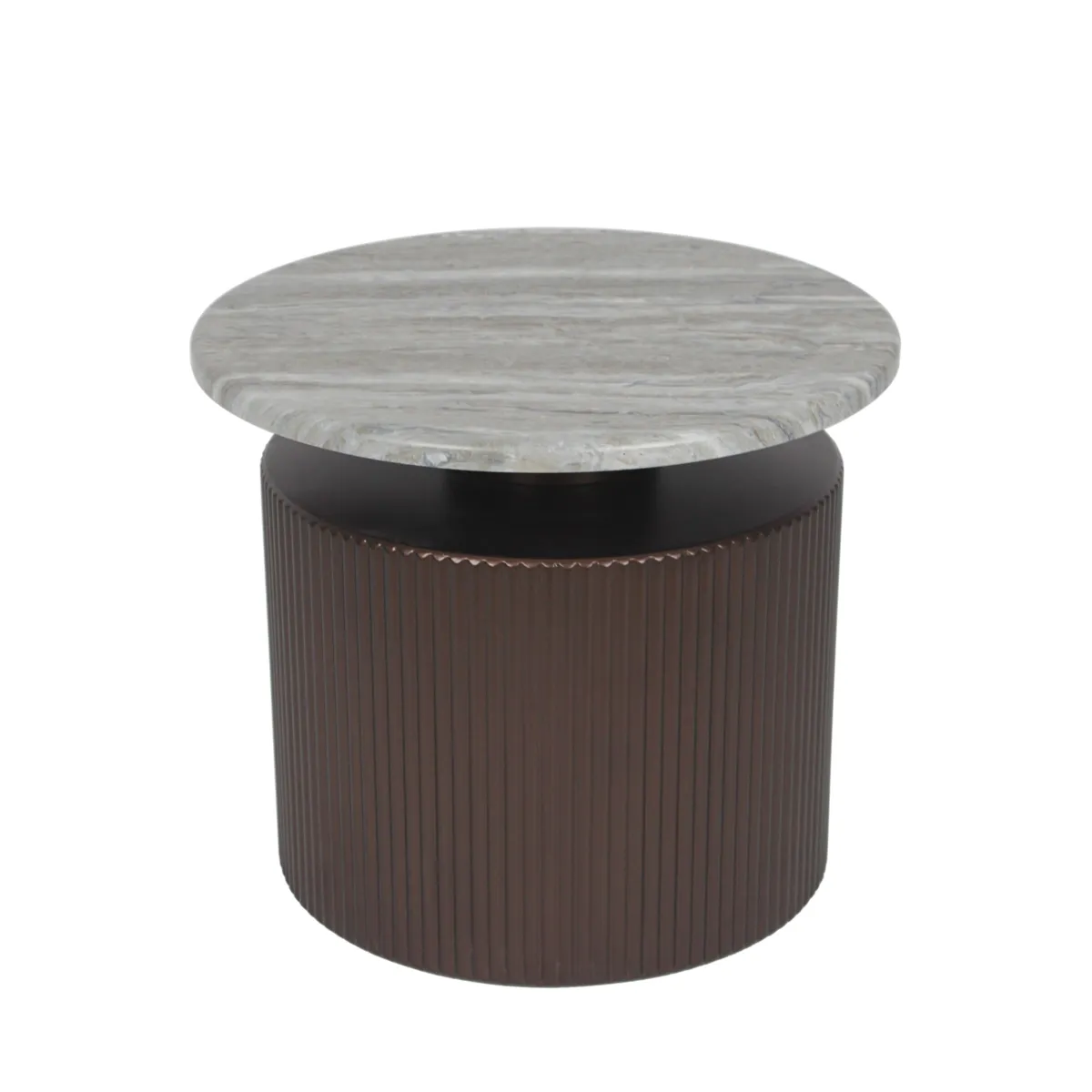 Tavolino rotondo in metallo (H41 cm) Oris Marrone