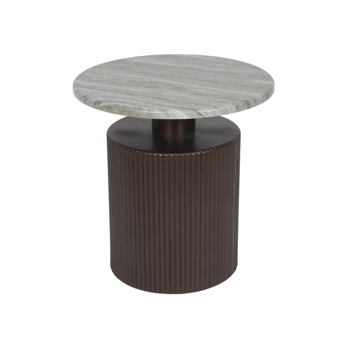 Tavolino rotondo in metallo (H46,5 cm) Oris Marrone