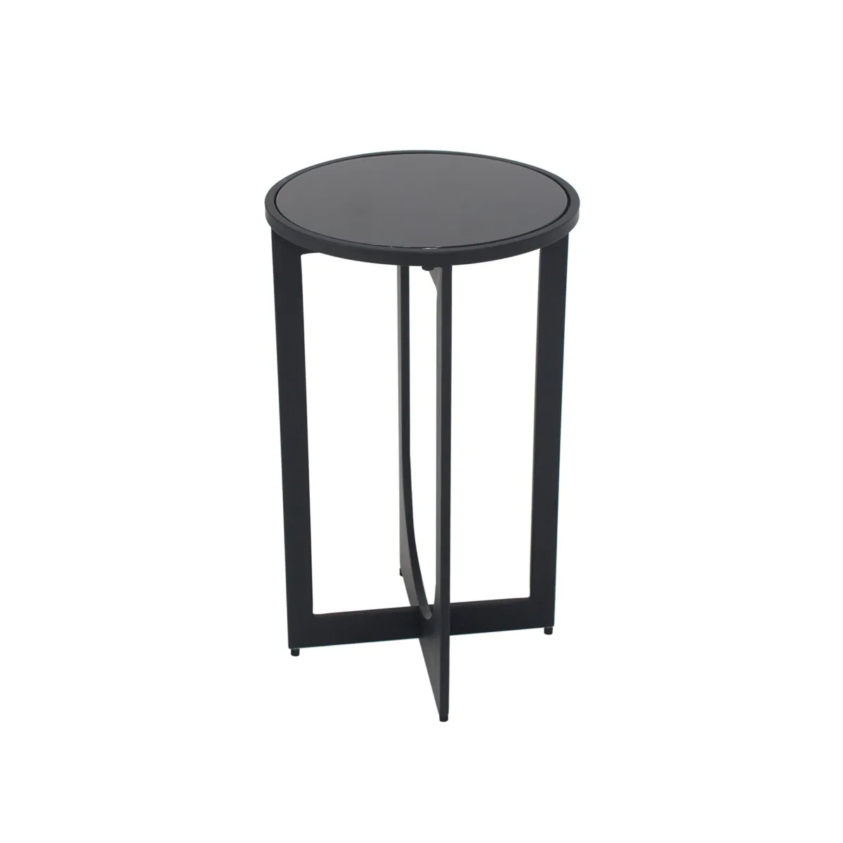 Tavolino d'appoggio rotondo in metallo (H55,5 cm) Jude Nero