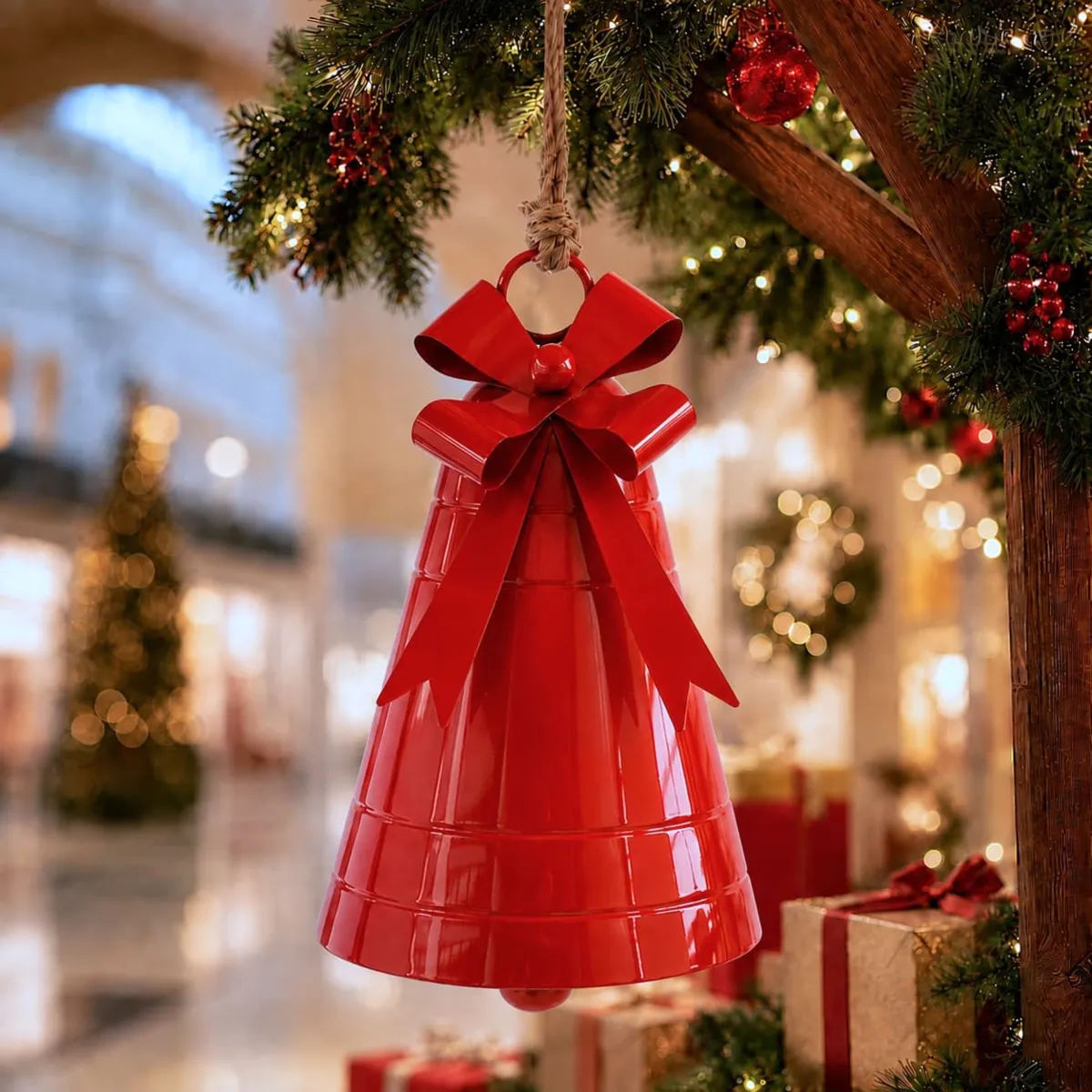 Campana di Natale in metallo (H45 cm) Tradizione delle feste Nova Rosso