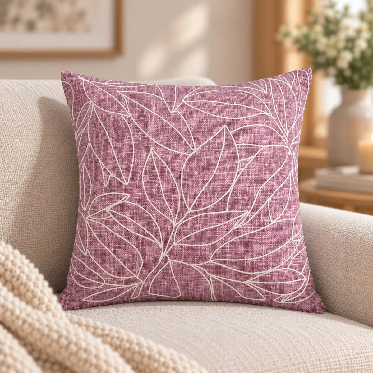 Cuscino quadrato in cotone (50 x 50 cm) Augusta Prugna