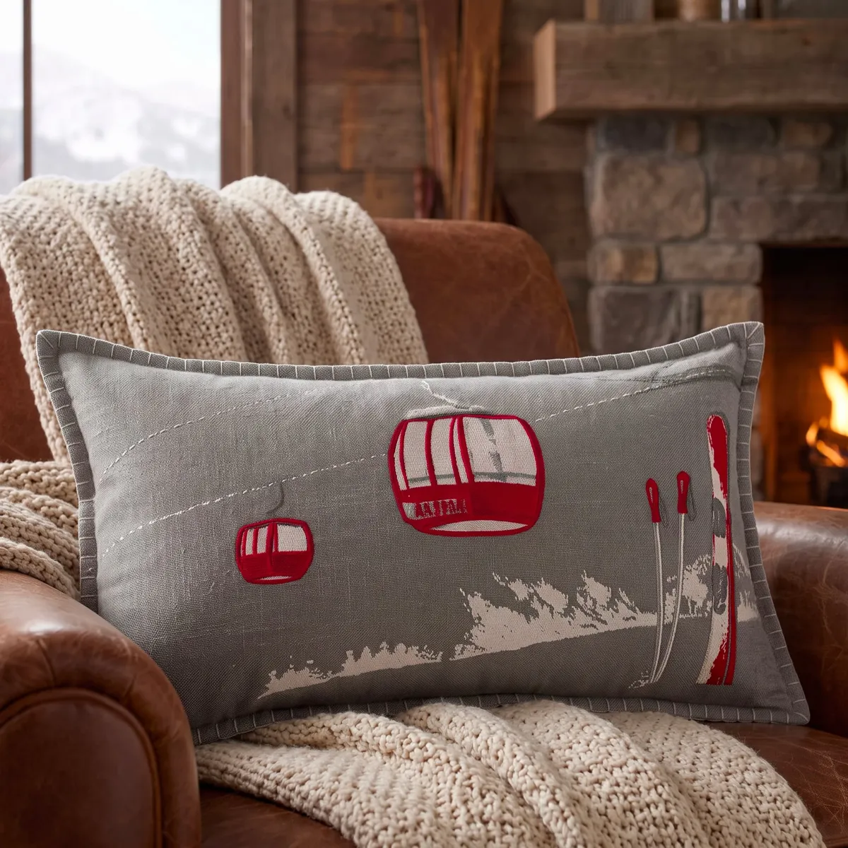 Coussin rectangulaire coton (35 x 60 cm) Villard Gris