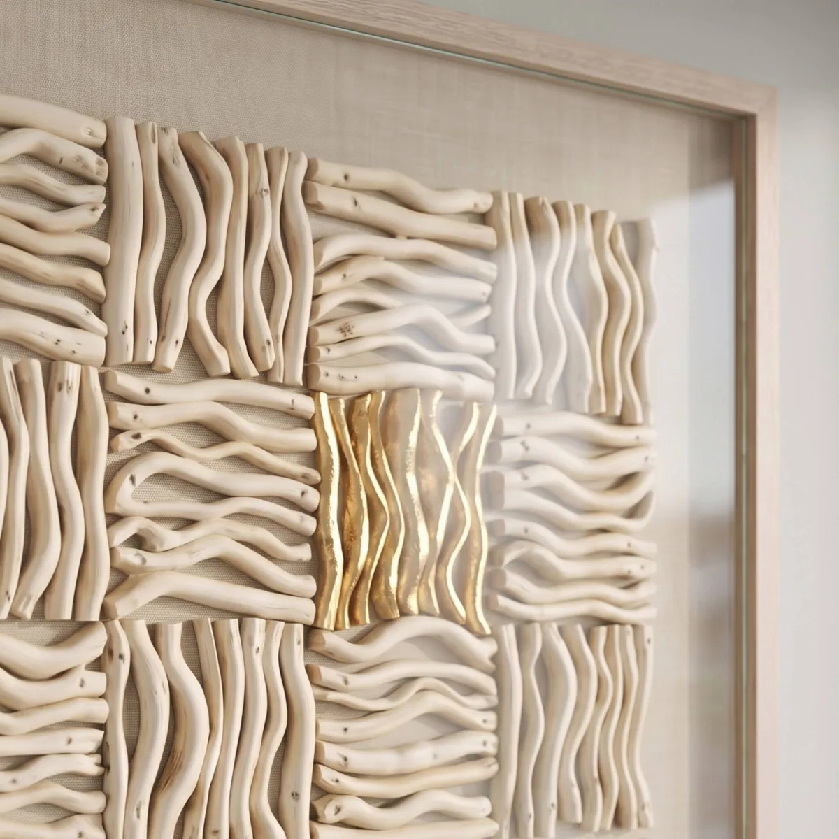 Quadro decorativo a rilievo in abete (90 x 90 cm) Deneb Oro