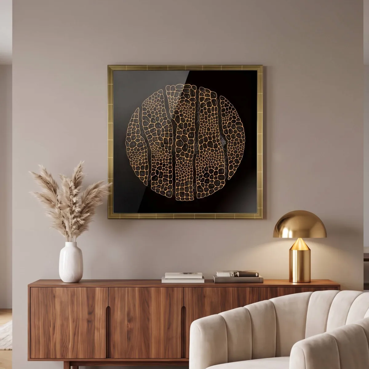 Quadro decorativo in rilievo in resina (60 x 60 cm) Sargas Oro