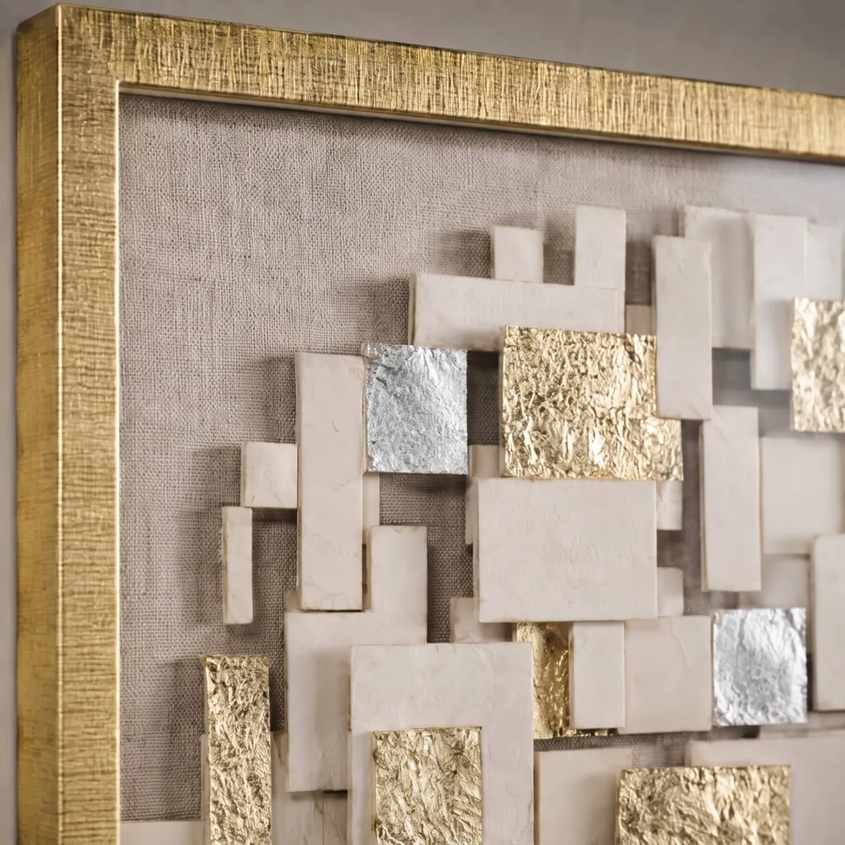 Quadro decorativo rilievo in carta (60 x 60 cm) Adhara Argento