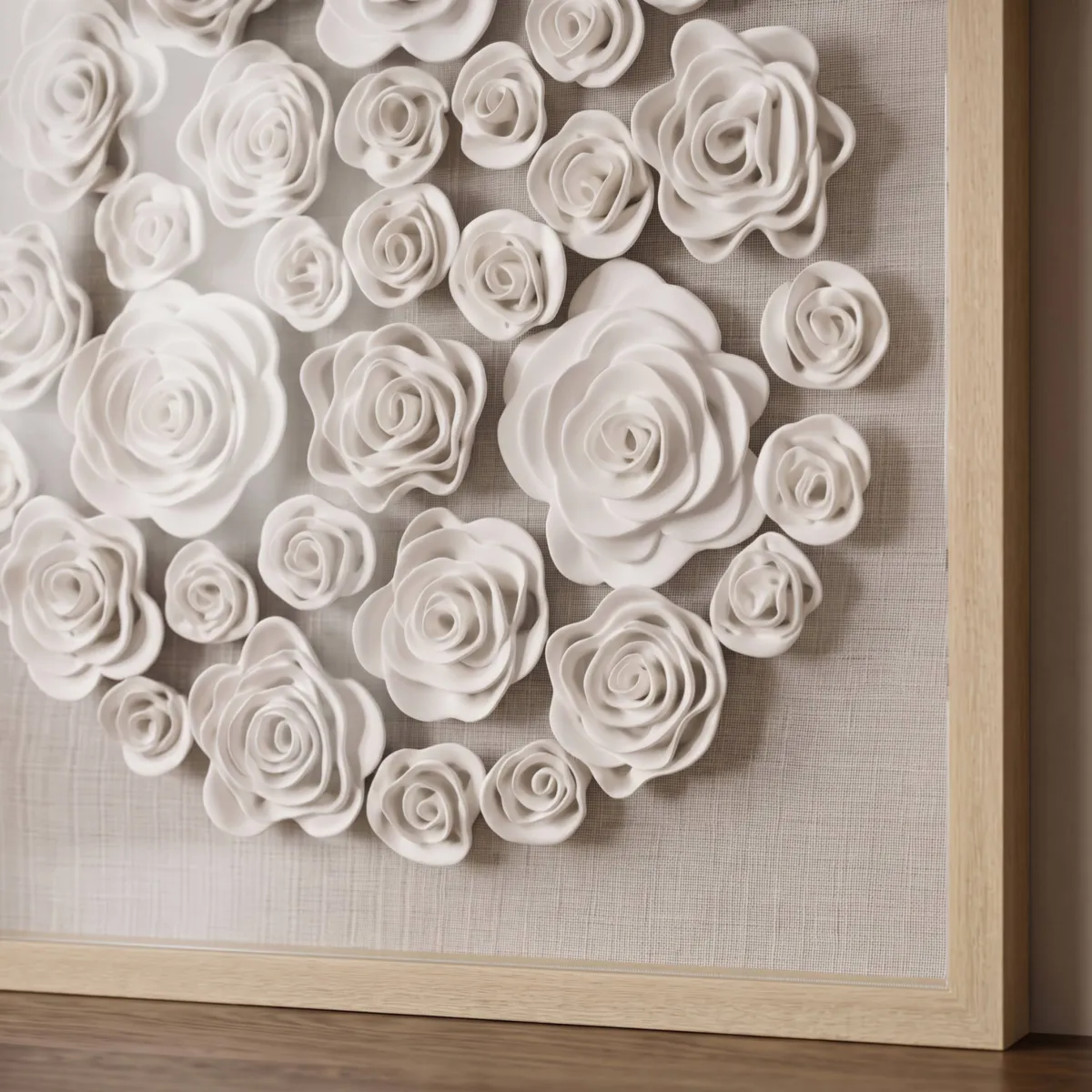 Quadro decorativo in rilievo in argilla (60 x 60 cm) Aris Bianco