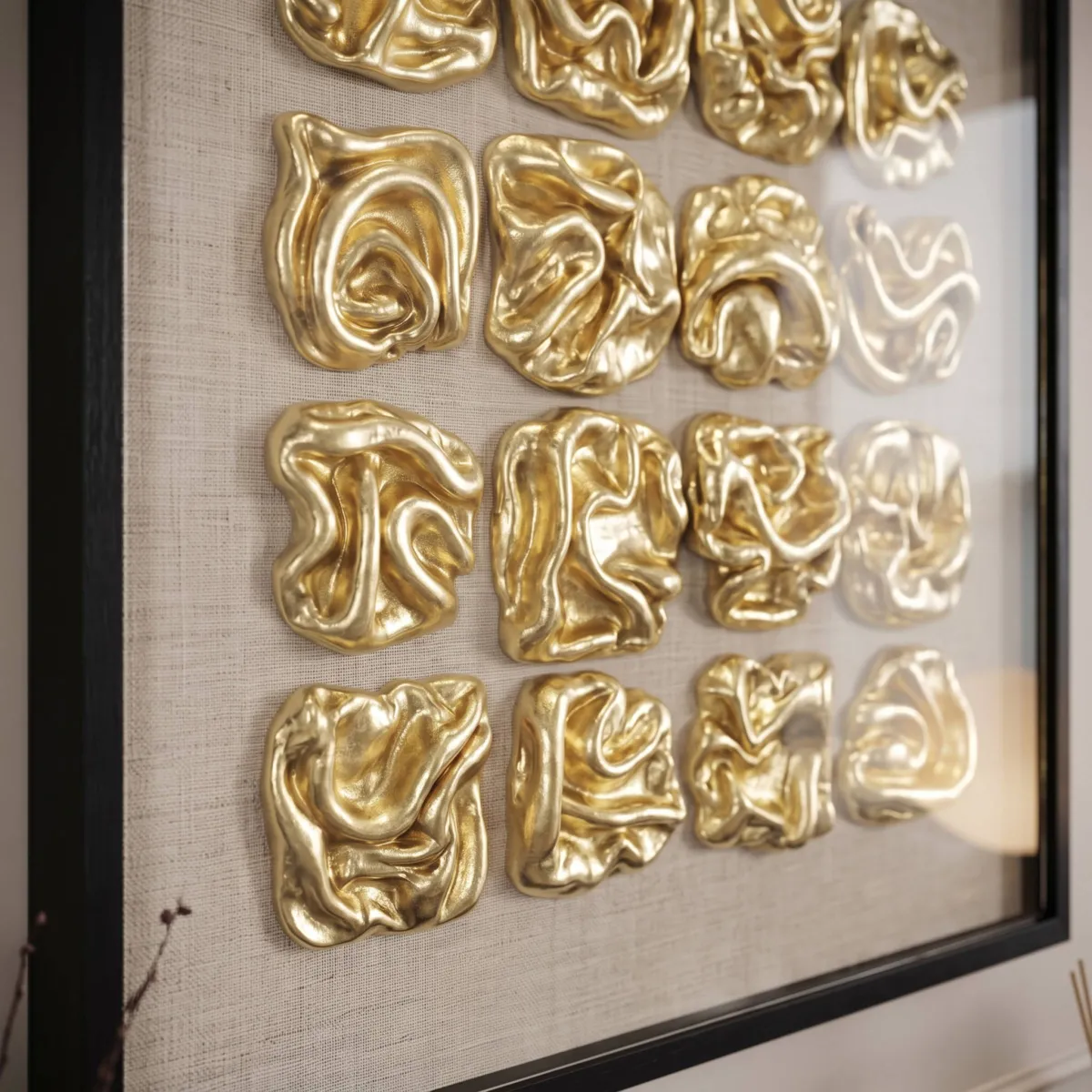 Quadro decorativo in rilievo in argilla (90 x 90 cm) Keid Oro