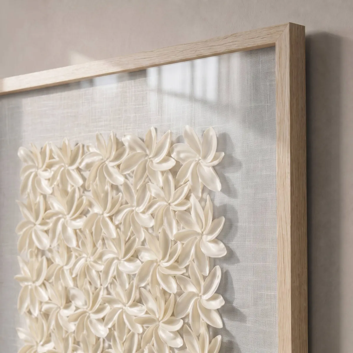 Quadro decorativo in rilievo con conchiglie (60 x 60 cm) Meka Bianco