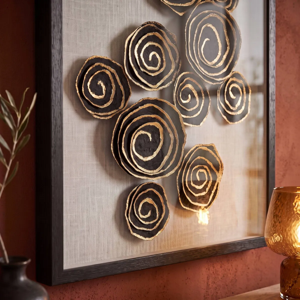 Quadro decorativo rilievo in carta (60 x 80 cm) Nunki Nero
