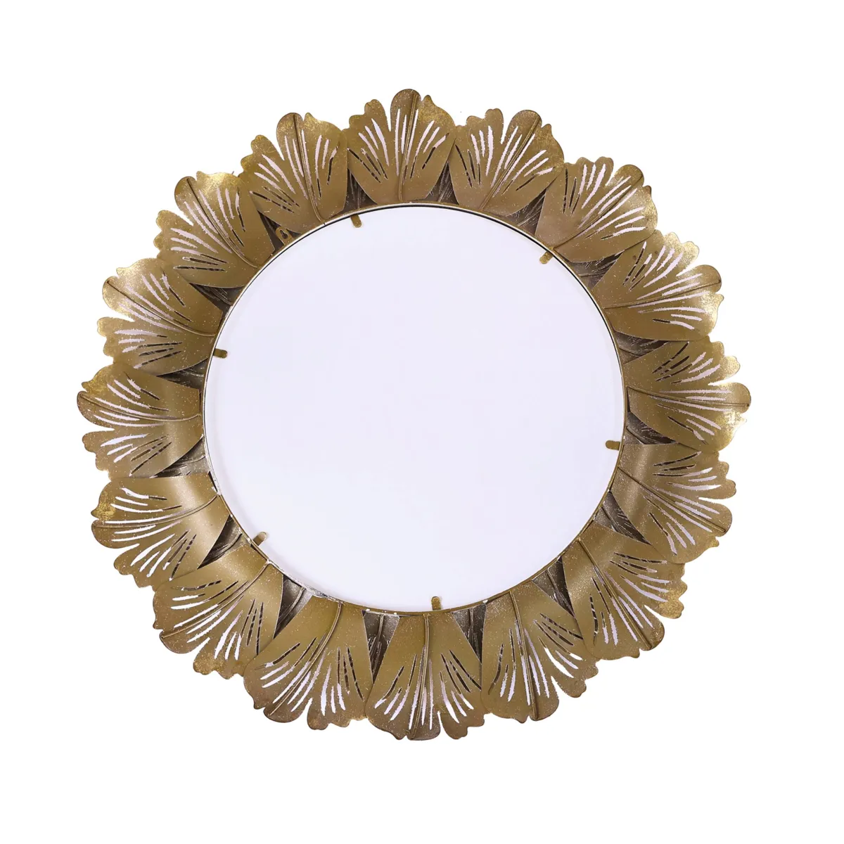 Specchio da parete in legno e metallo (D93 cm) Floreale Bianco e oro