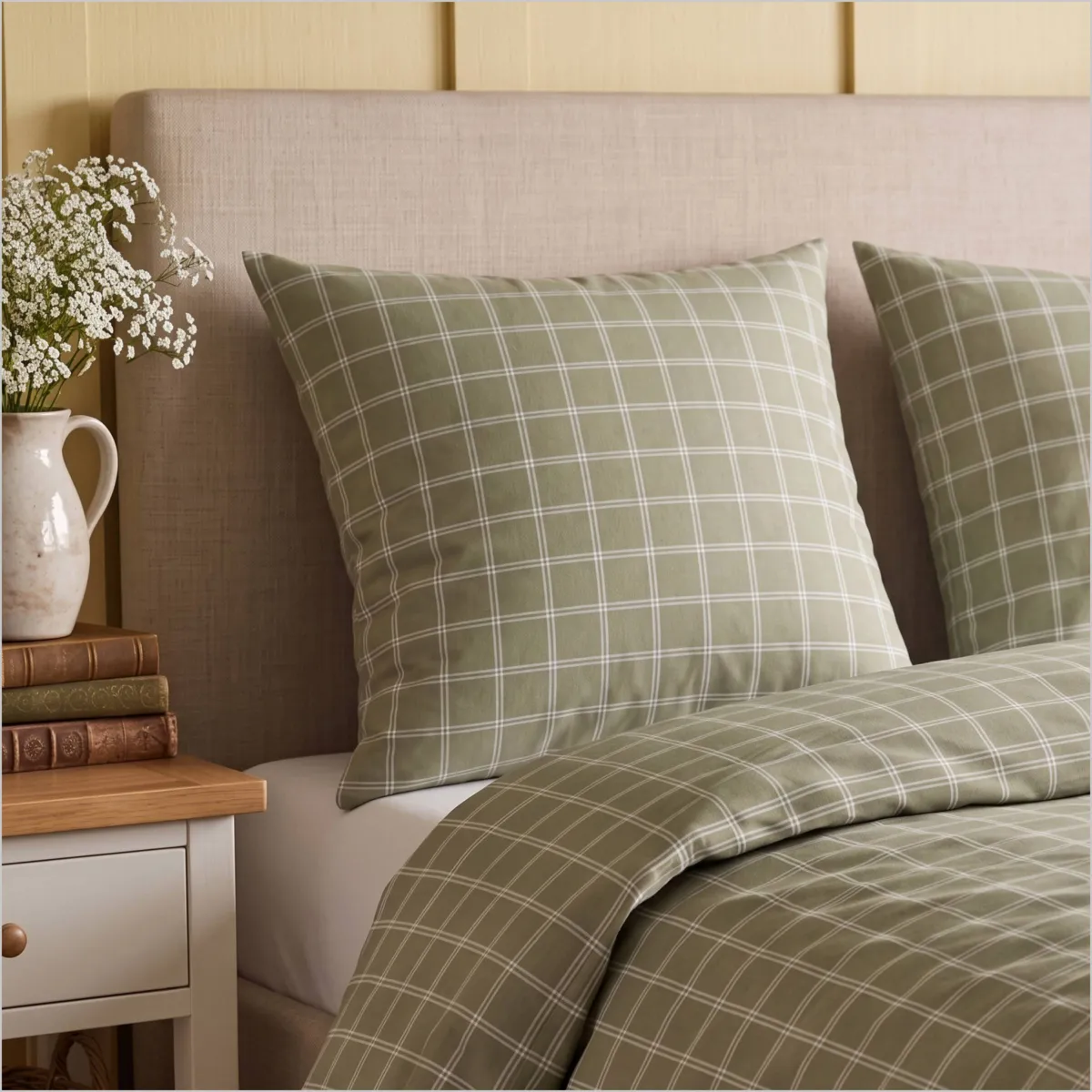 Federa quadrata in percalle di cotone (63 x 63 cm) Marthe Verde