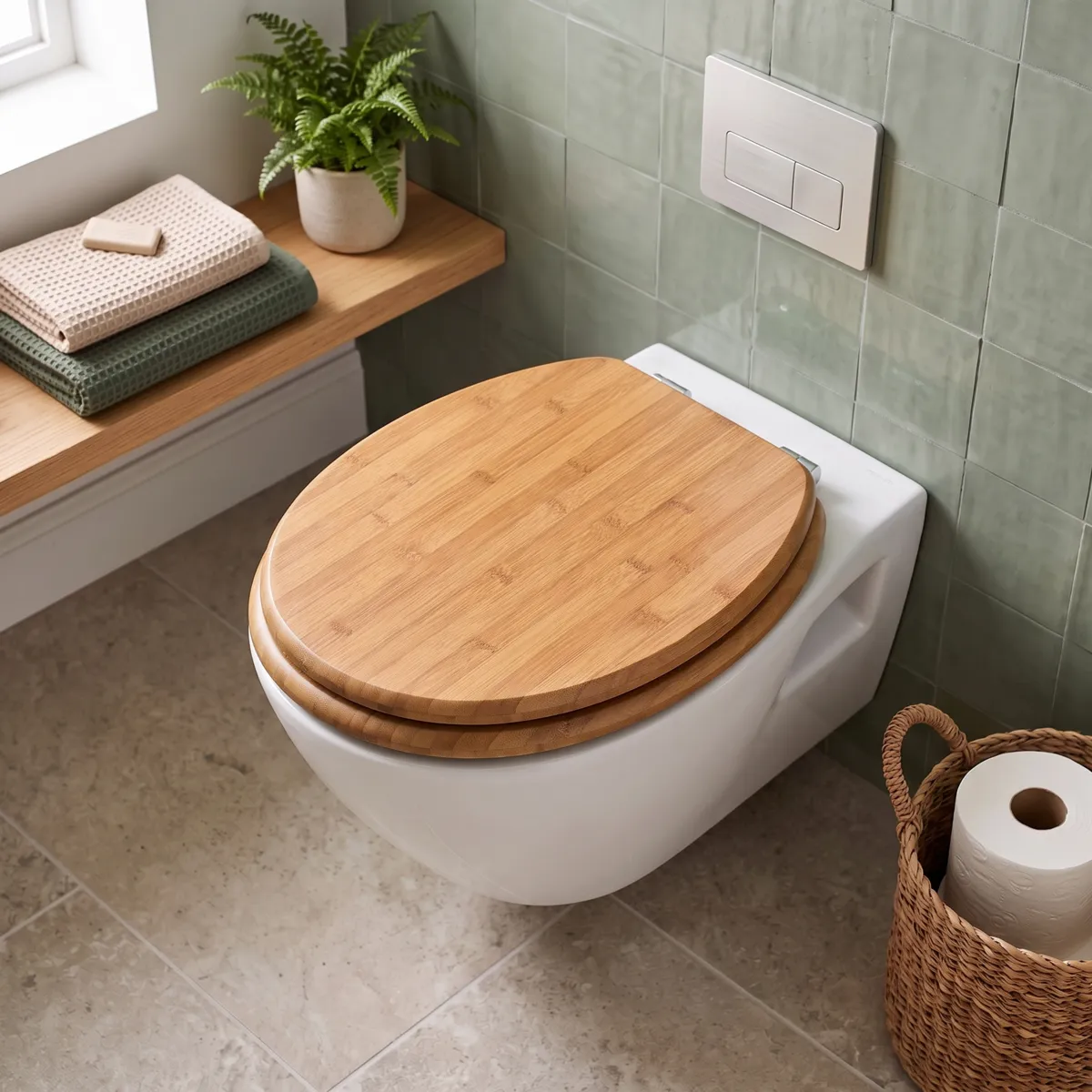 Abattant WC 18 pouces façon Bambou Naturel