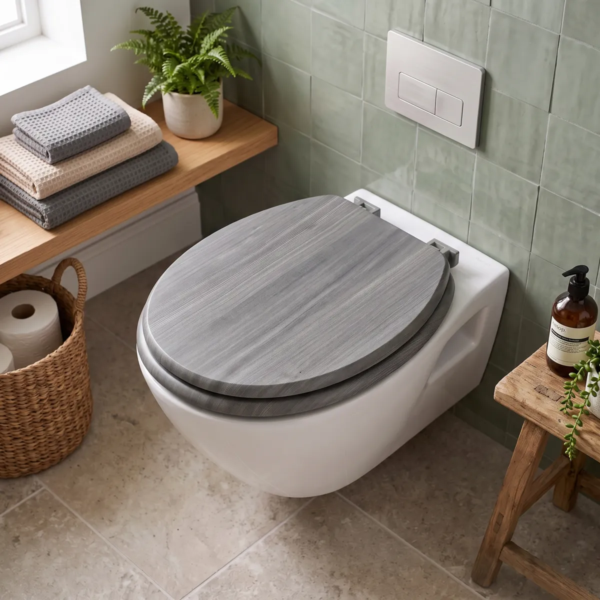 Copriwater 18 pollici in MDF Effetto Doghe Grigio