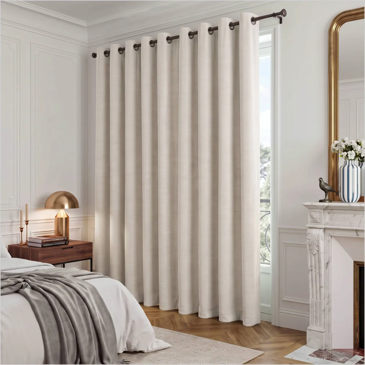 Tenda in velluto goffrato (280 x 240 cm) Maela Beige