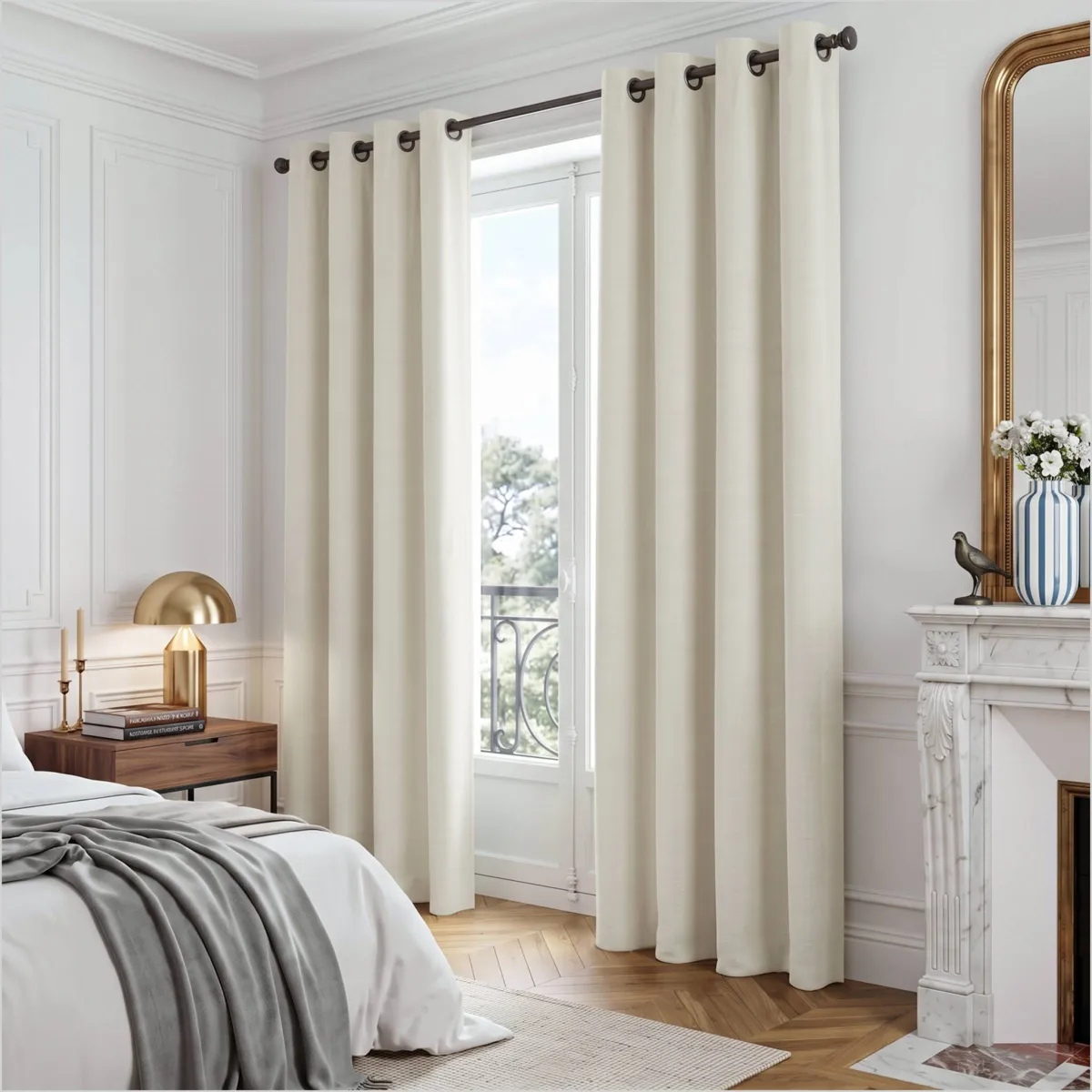 Tenda in velluto goffrato (140 x 240 cm) Maela Beige