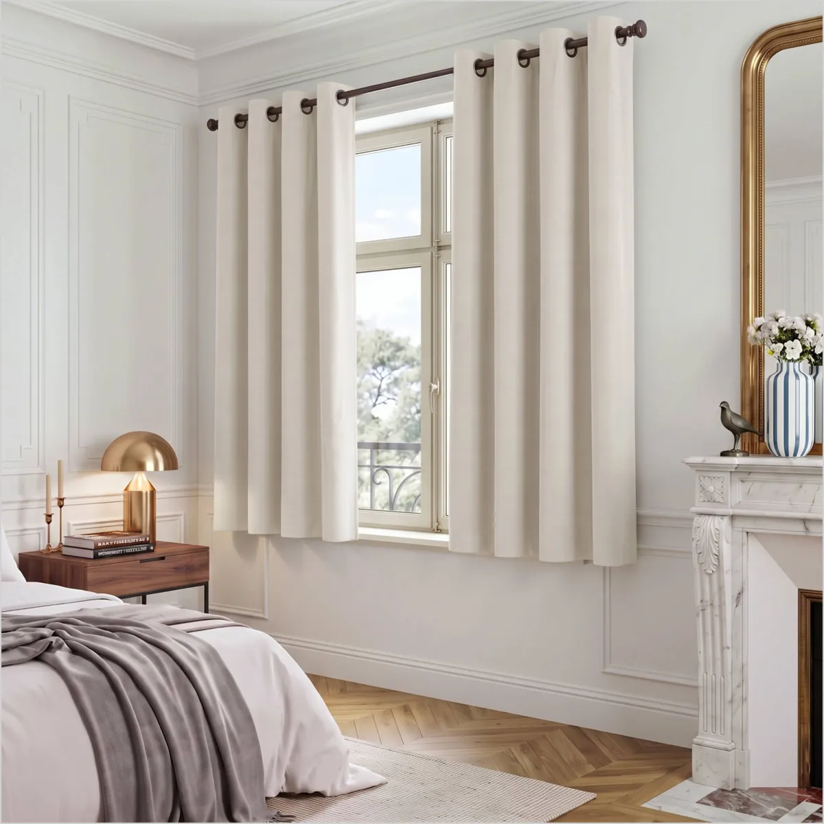 Tenda in velluto goffrato (140 x 180 cm) Maela Beige