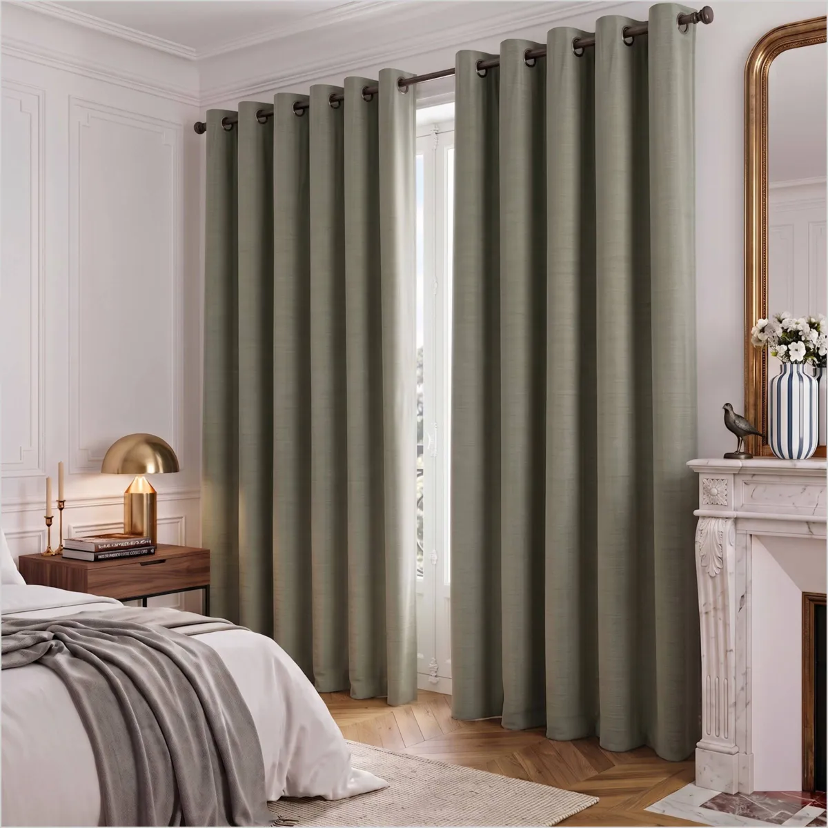 Tenda in velluto goffrato (180 x 260 cm) Maela Verde rosmarino