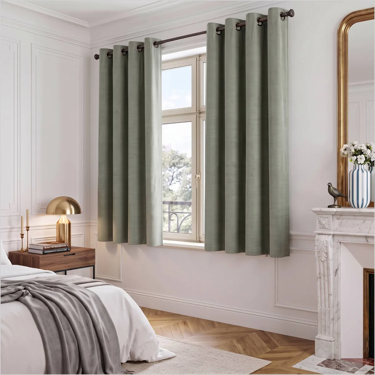 Tenda in velluto goffrato (140 x 180 cm) Maela Verde rosmarino