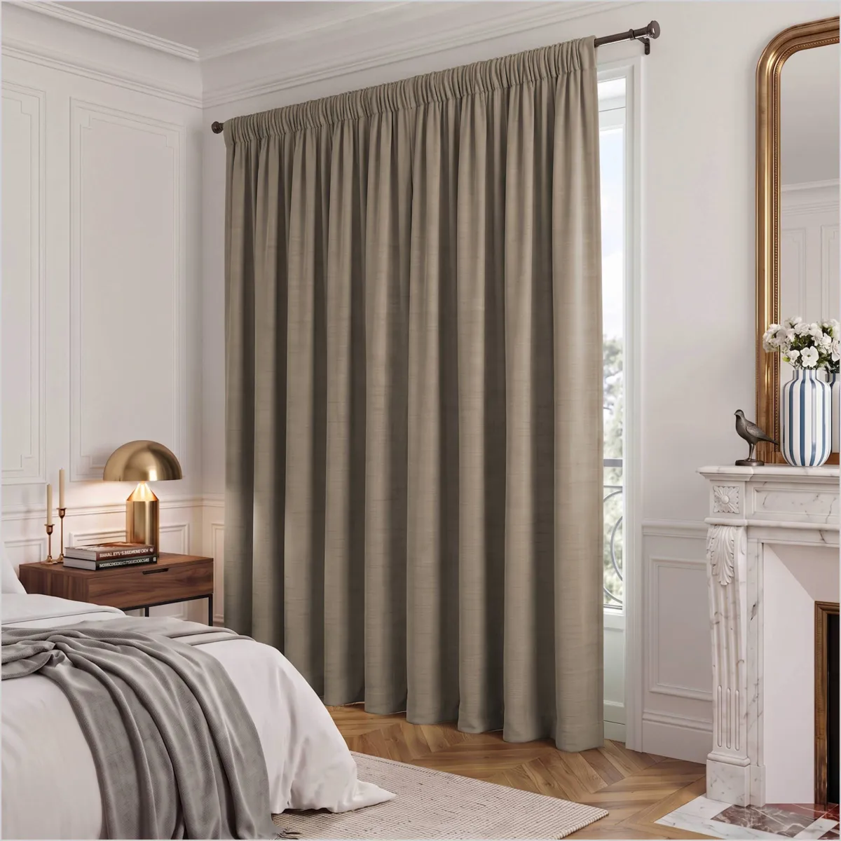 Tenda in velluto goffrato con passanti nascosti (280 x 240 cm) Maela Tortora