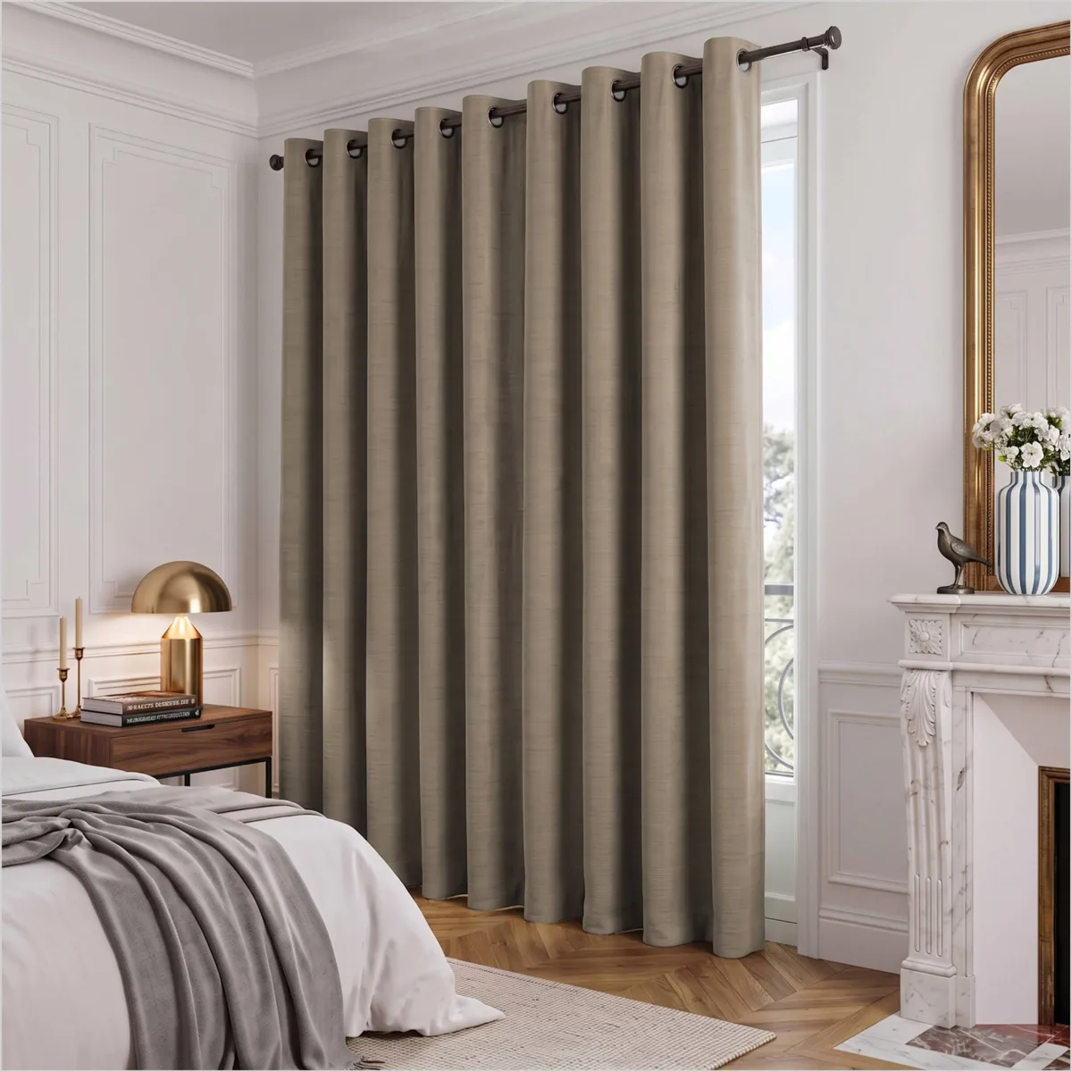 Tenda in velluto goffrato (280 x 240 cm) Maela Tortora