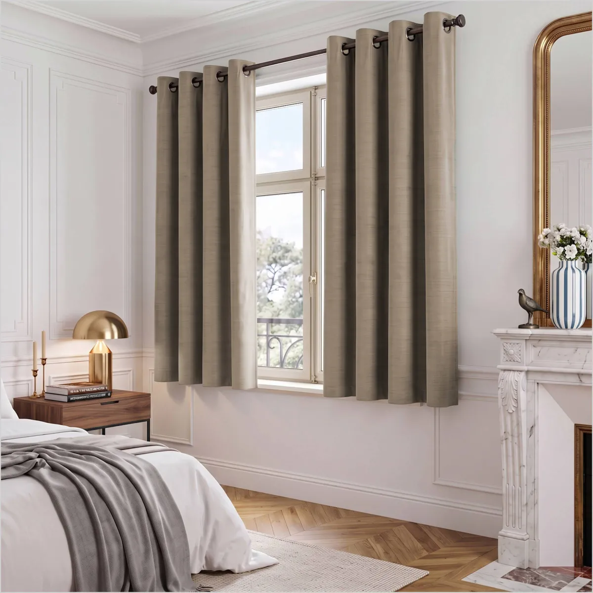Tenda in velluto goffrato (140 x 180 cm) Maela Tortora