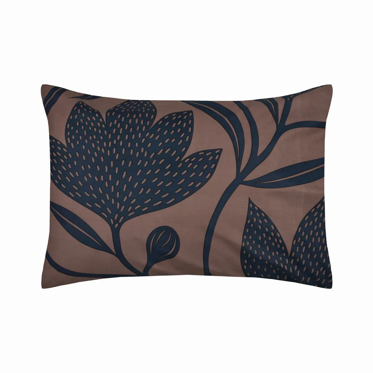 Federa rettangolare in percalle di cotone (50 x 70 cm) Agata Marrone castagna