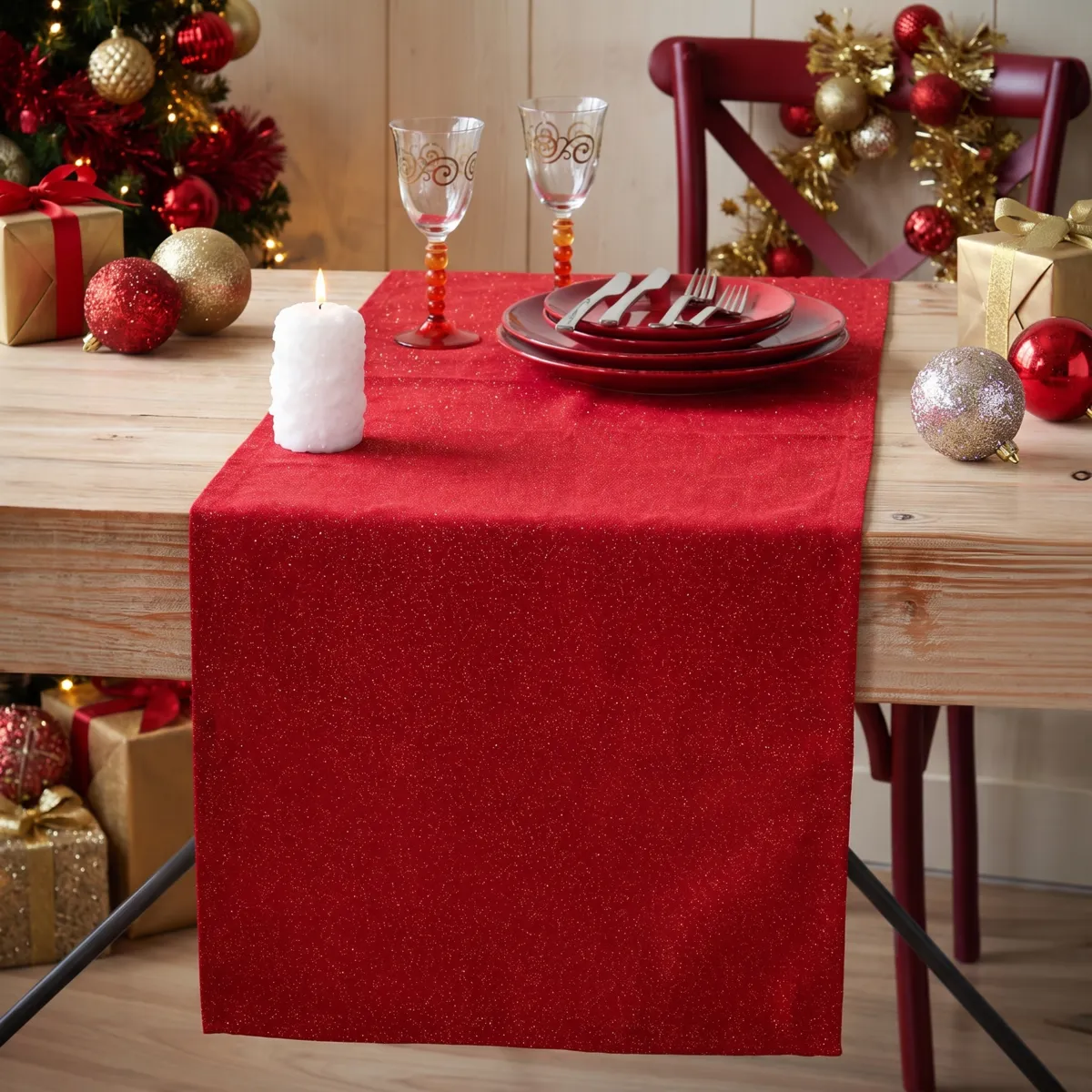 Tischläufer (140 cm) Elegancia Rot