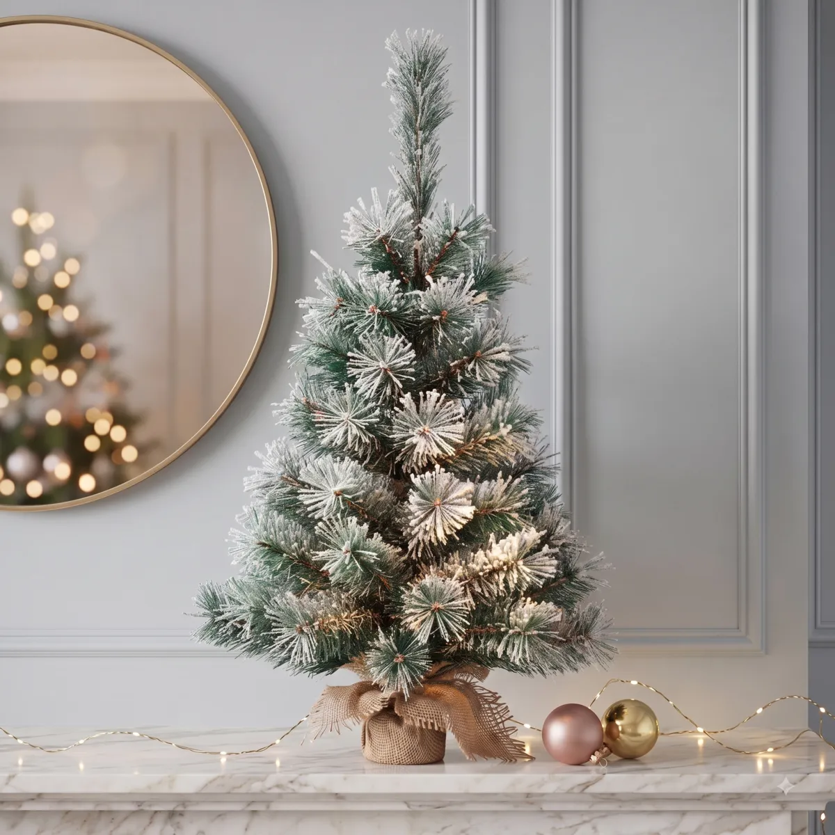 Albero artificiale da tavolo Edmonton Alt. 45 cm Verde innevato