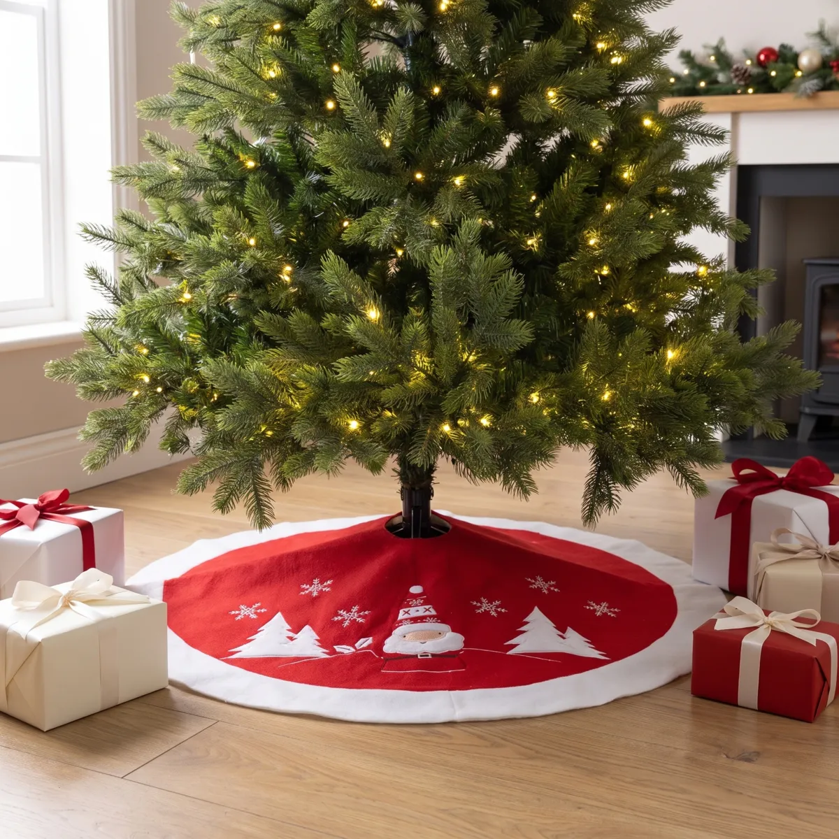 Tappeto per albero rotondo (89 cm) Babbo Natale