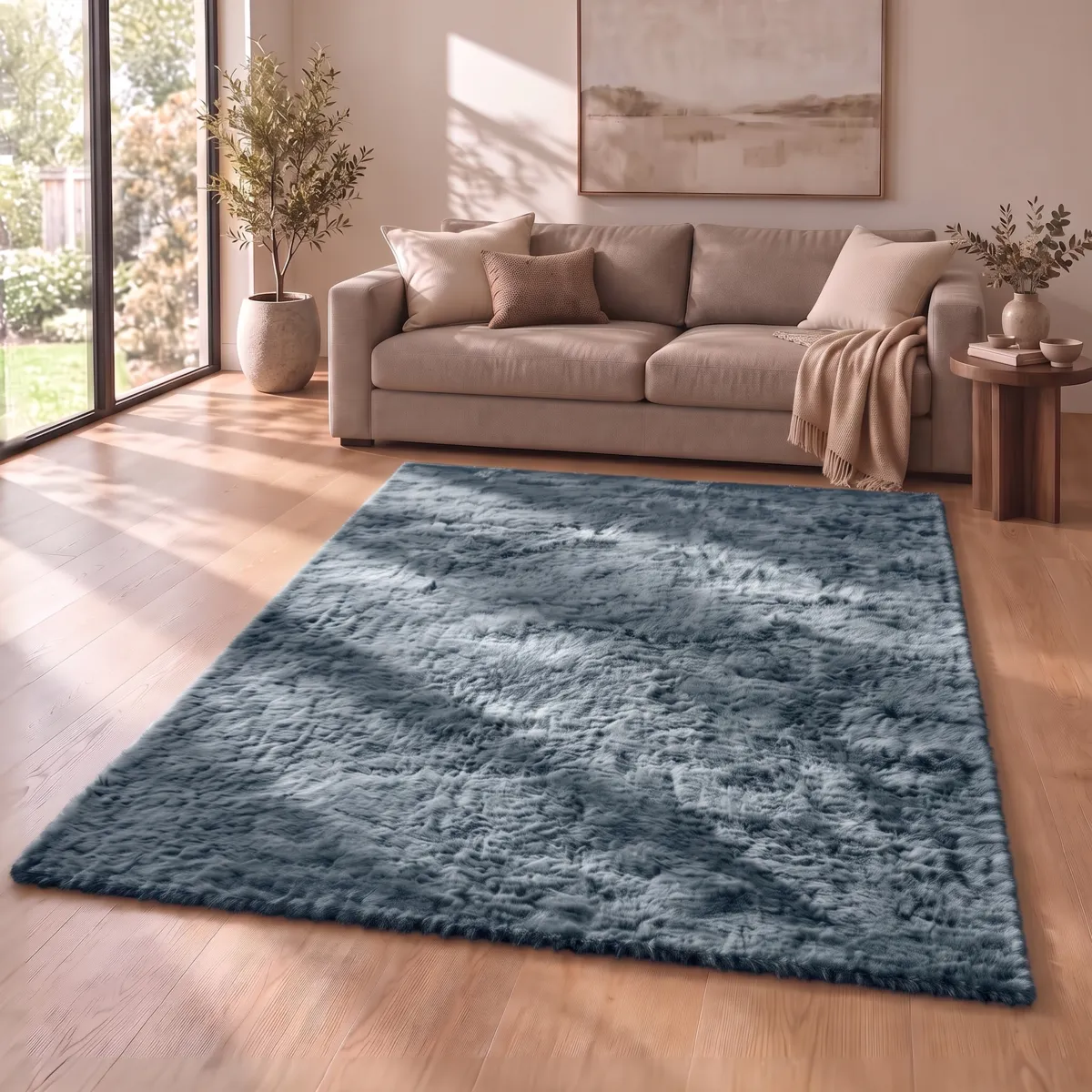 Tappeto rettangolare in ecopelliccia (160 x 230 cm) Finn Blu