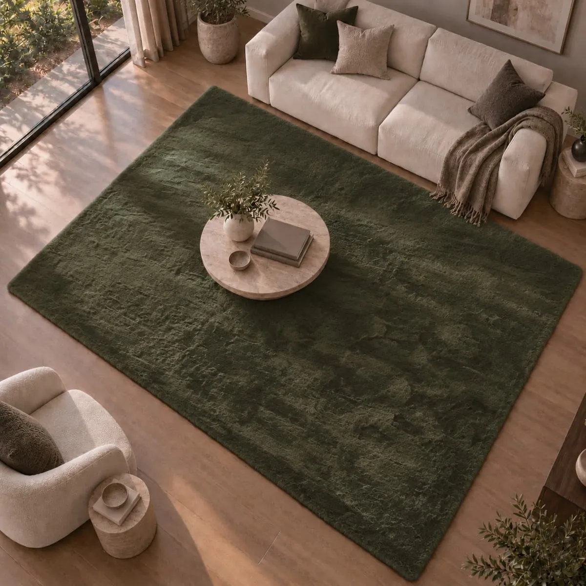 Tappeto rettangolare in ecopelliccia (200 x 300 cm) Finn Verde cachi