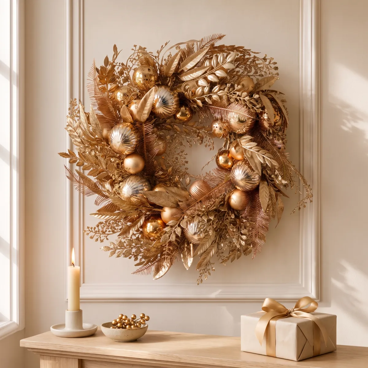 Couronne de Noël (D50 cm) Majesty Or cuivré