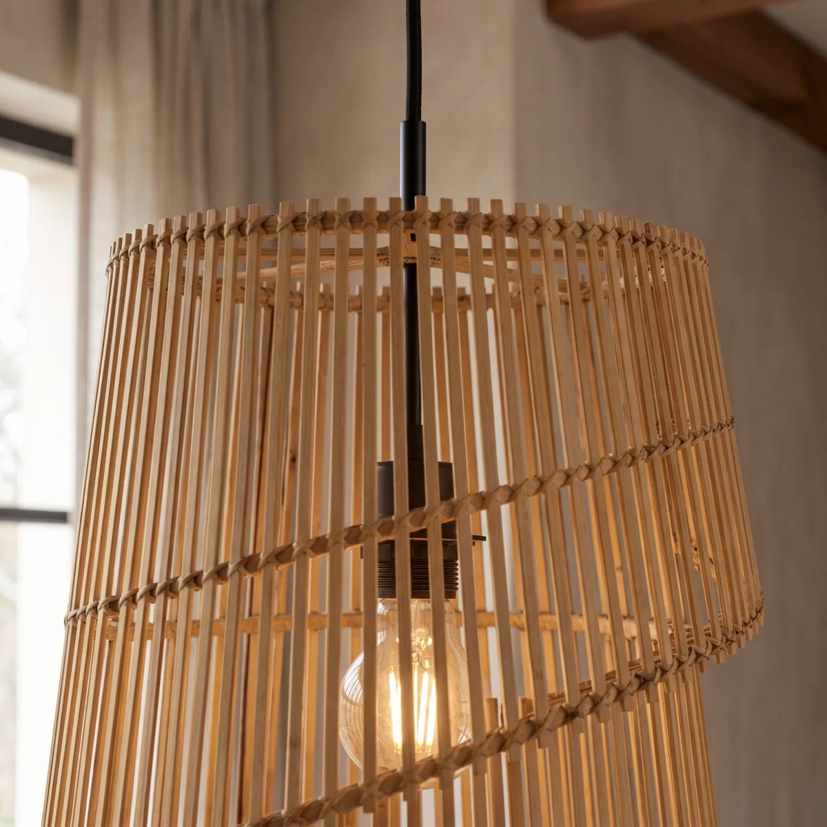 Suspension lumineuse design en bambou (H36 cm) Alicante Naturel