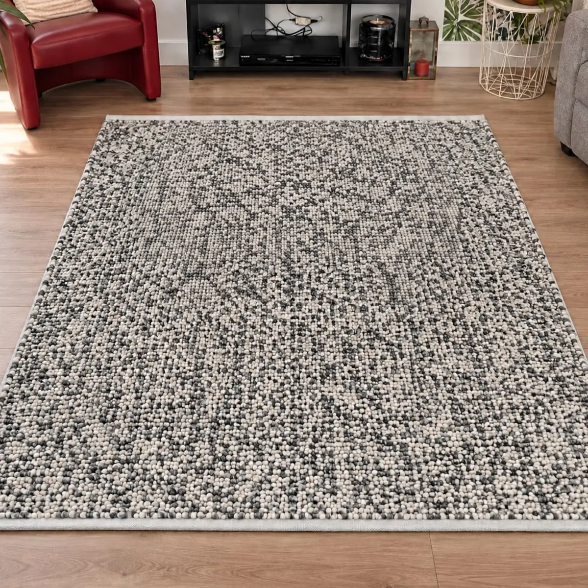 Rechteckiger Wohnzimmerteppich recyceltes Material (160 x 230 cm) Sabana Grau - Teppiche & Matten